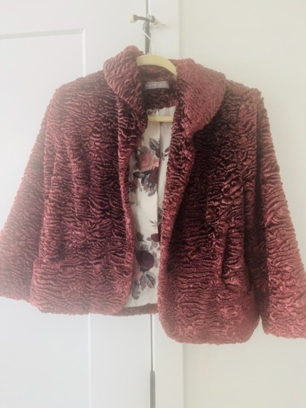 Faux fur rose colored jacket with pockets Kate Hill 8